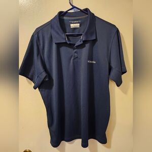 Columbia Omni-Shade Sun Protection Blue Polo Golf Shirt Men's Size Large
